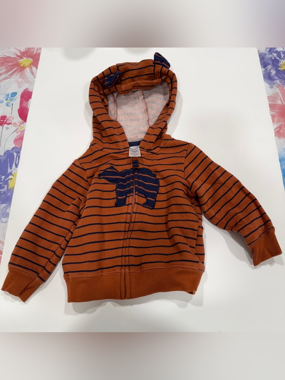 Carter’s bear themed sweatshirt zip up with Hood 9 to 12 months